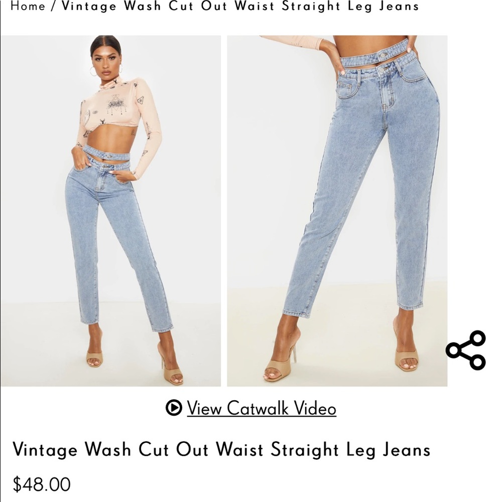 NWOT PrettyLittleThing double button jeans
